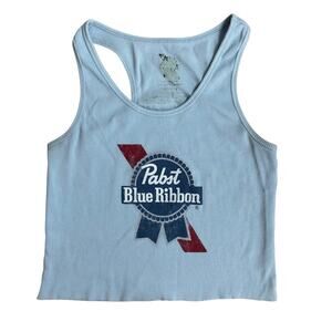 Pabst Blue Ribbon Beer Cut Off Tank Top XS Small Womens